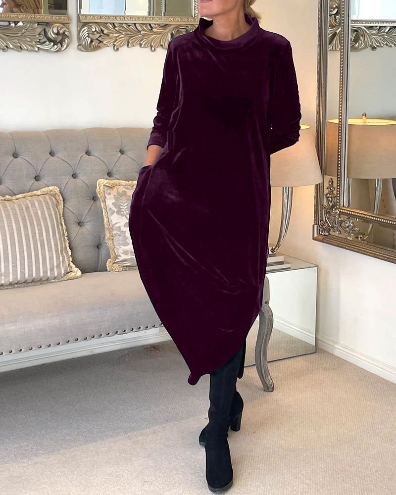 Chic Velvet Dress with Handy Pockets for Ultimate Comfort
