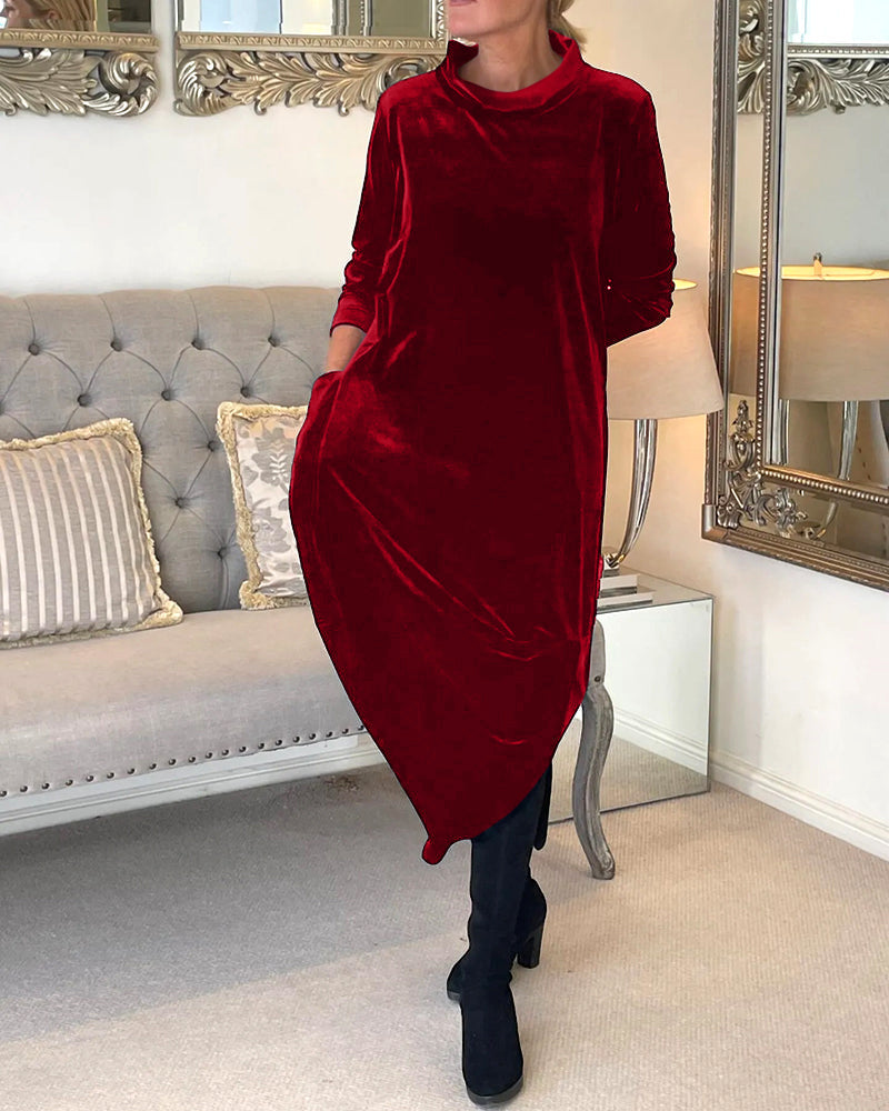 Chic Velvet Dress with Handy Pockets for Ultimate Comfort