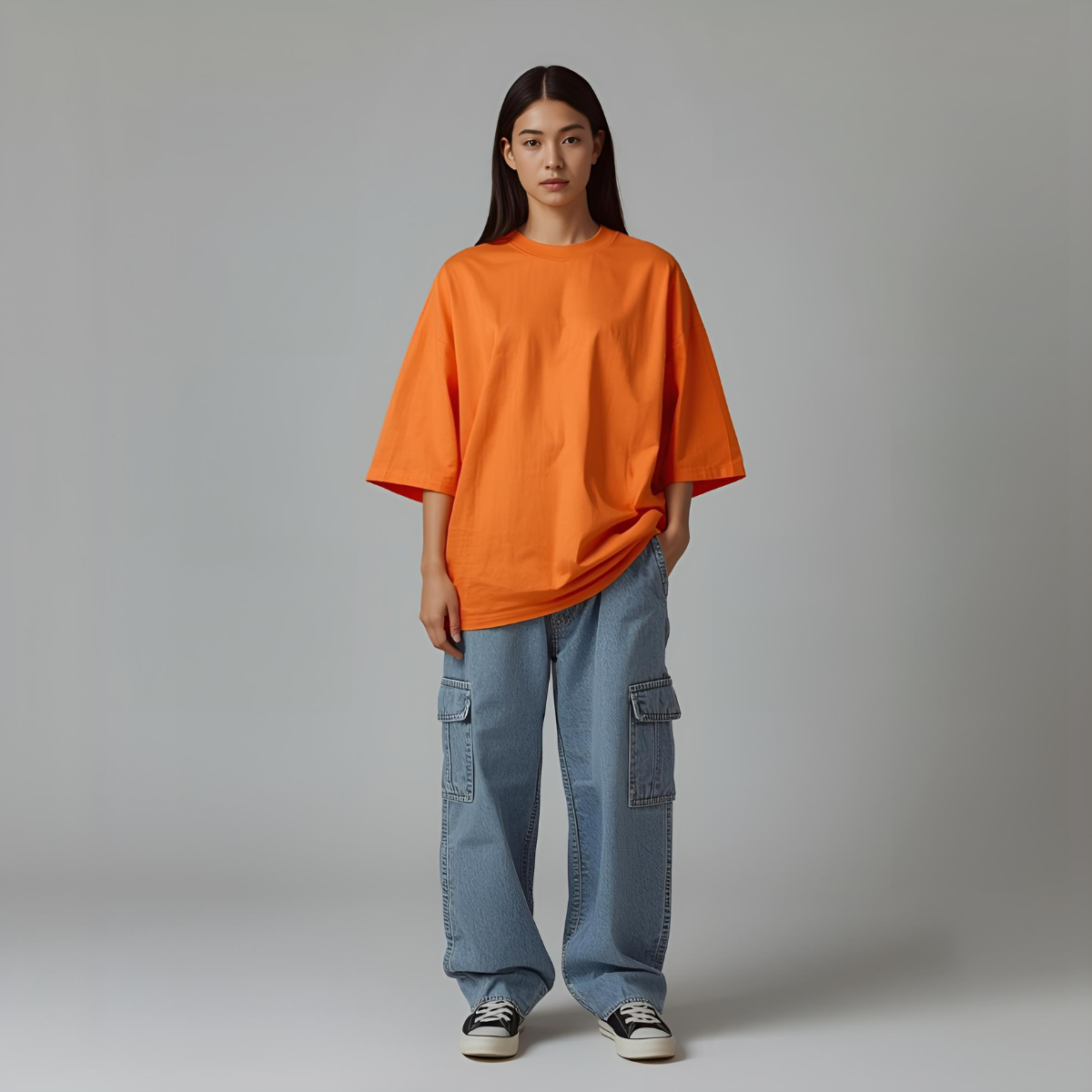 CITRINA | Oversized Orange Contemporary Casual T-Shirt