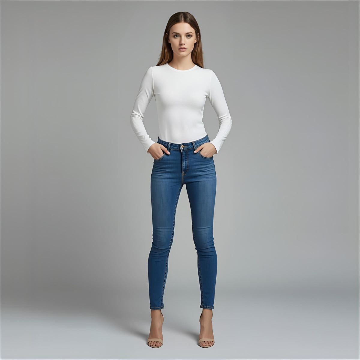 LUMIRA | White Fitted Longsleeve Casual Stylish Top