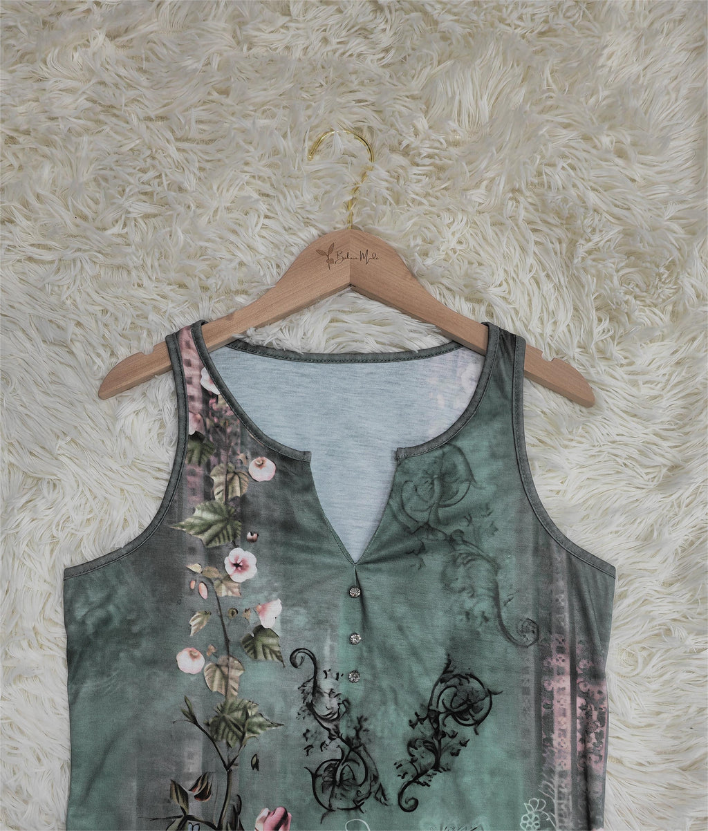 Floral Watercolor Print Sleeveless Top