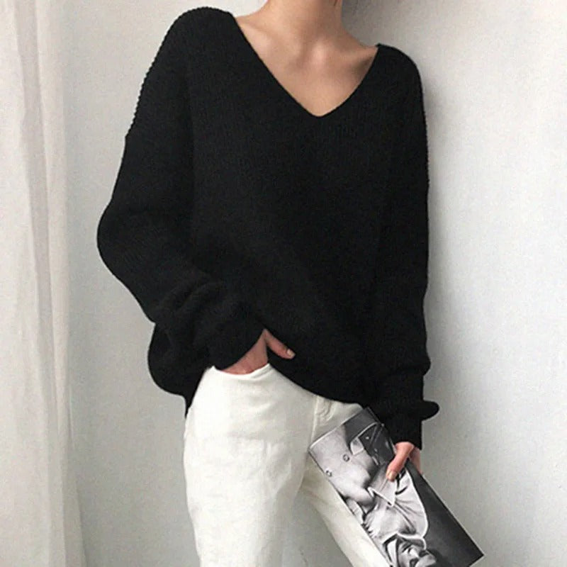 Cozy V-Neck Knit Sweater