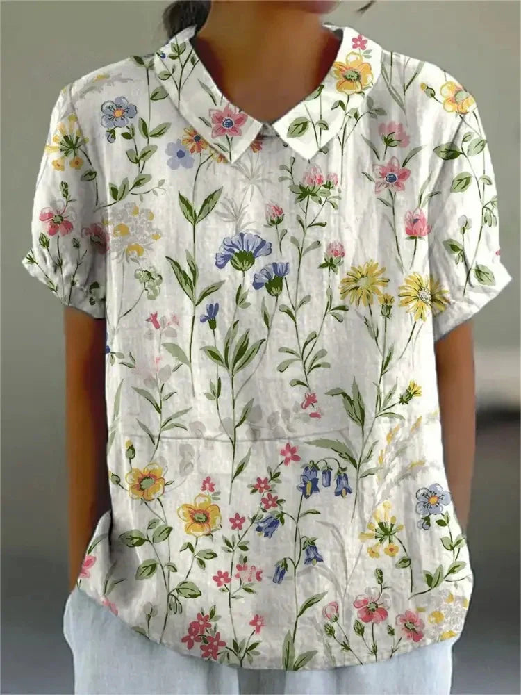 Floral Patterned Cotton Top