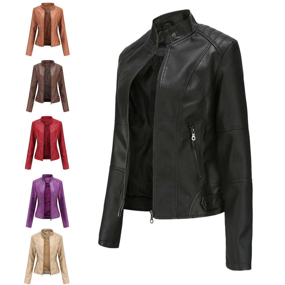 Collarless Biker Jacket