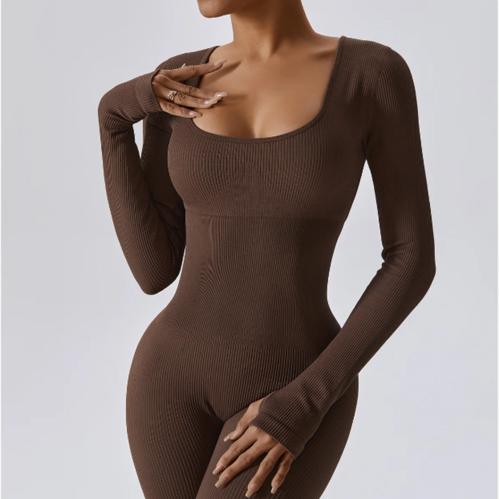 Solid Long Sleeve Active Bodysuit