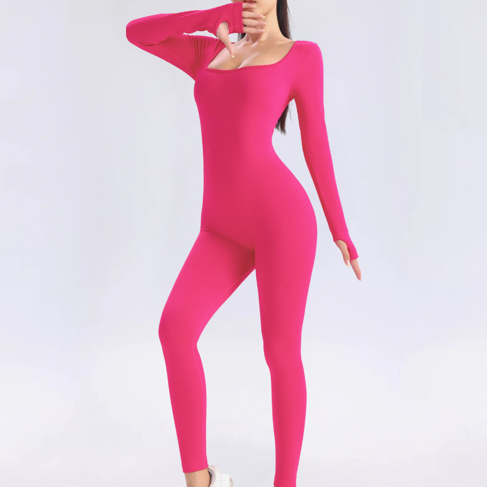 Solid Long Sleeve Active Bodysuit