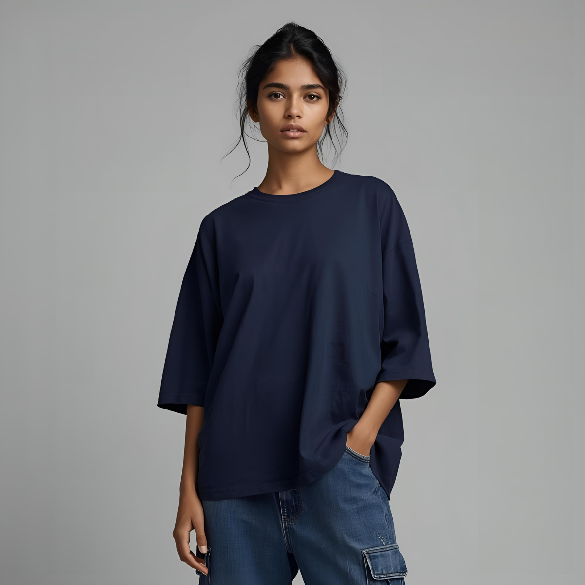 NAVERRA | Oversized Modern Streetwear Tee in Dark Blue