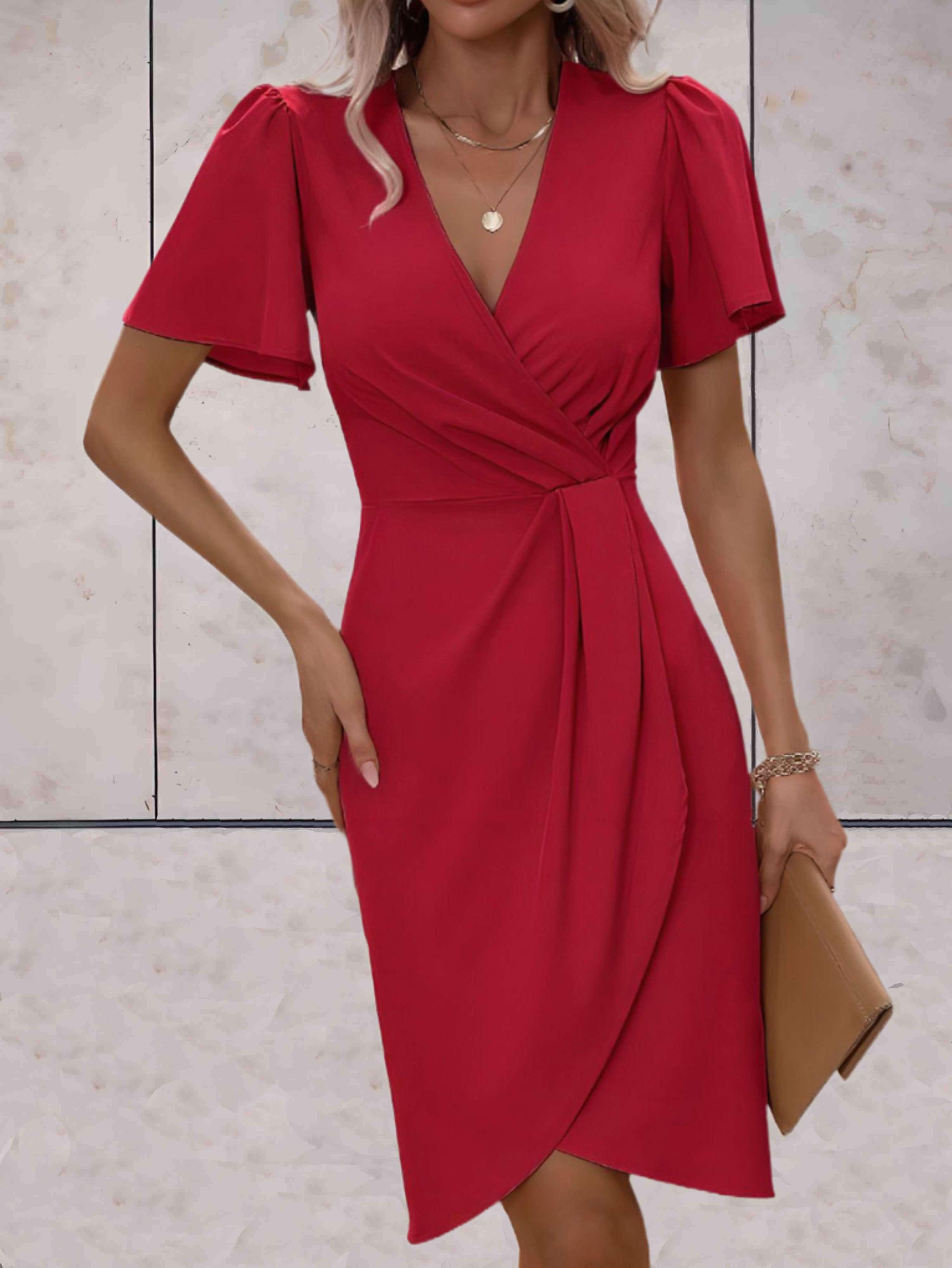 Stylish Short Sleeve Wrap Dress