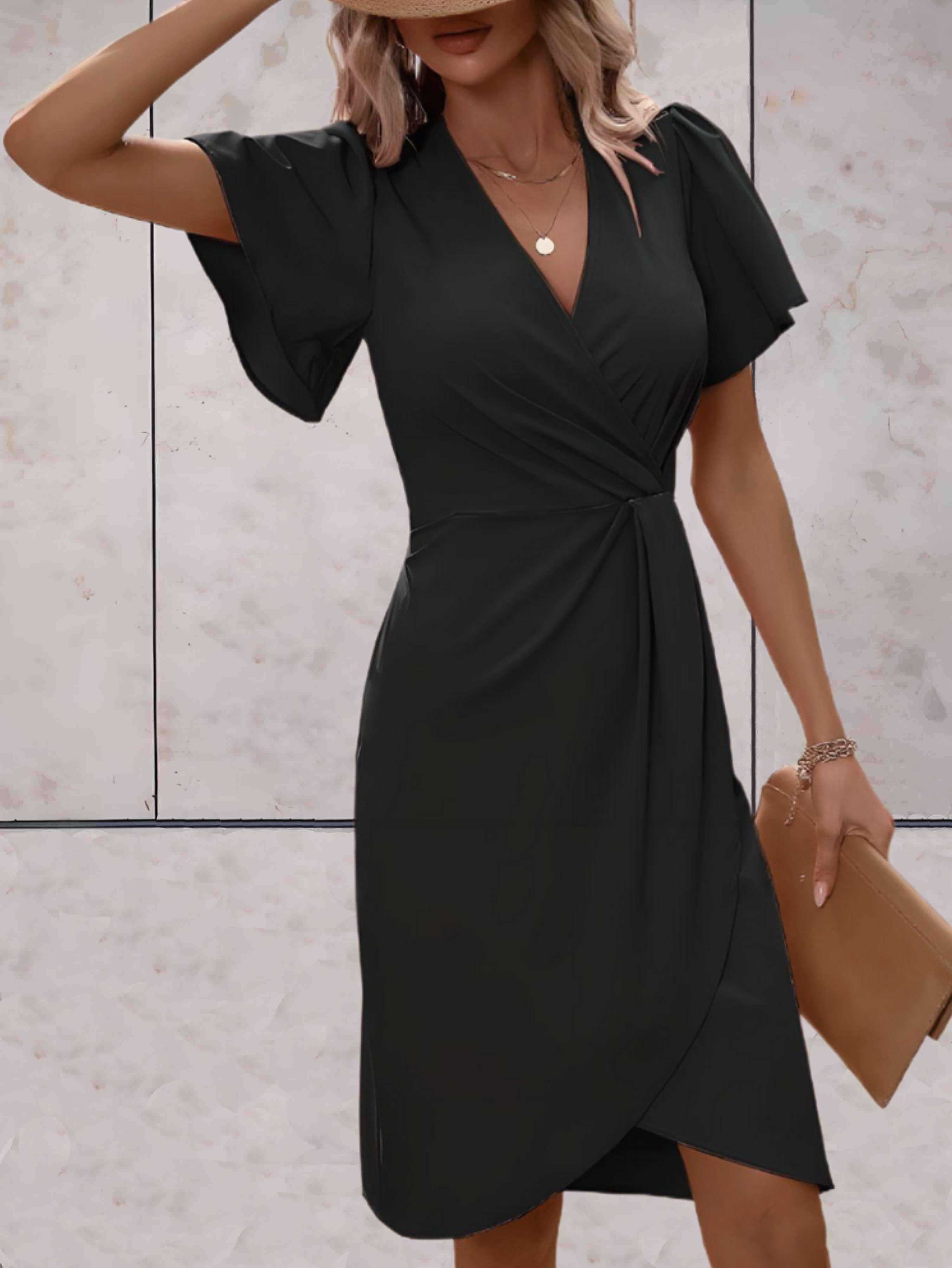 Stylish Short Sleeve Wrap Dress
