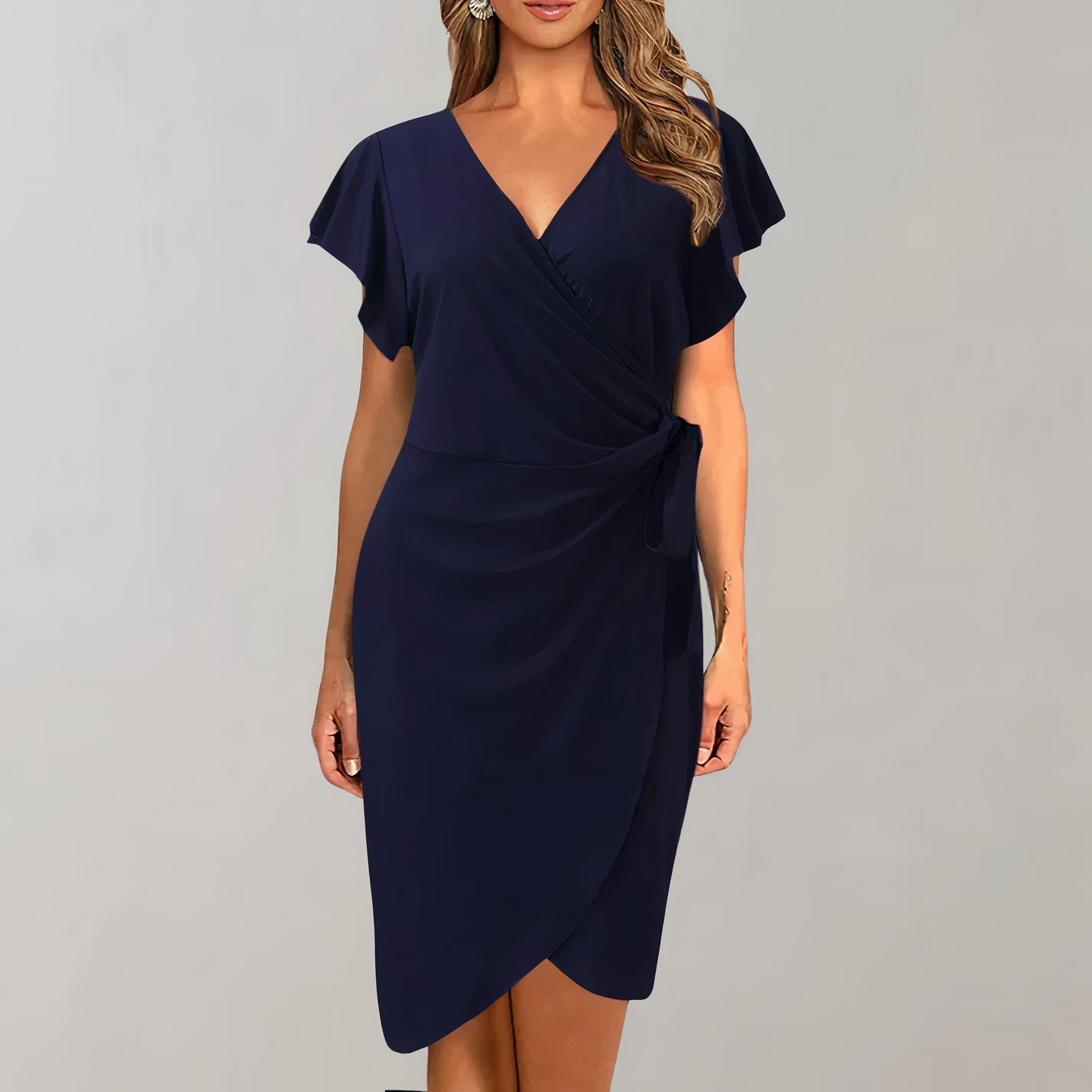 Stylish V-Neck Wrap Dress for Women - Ideal for Summer Wear