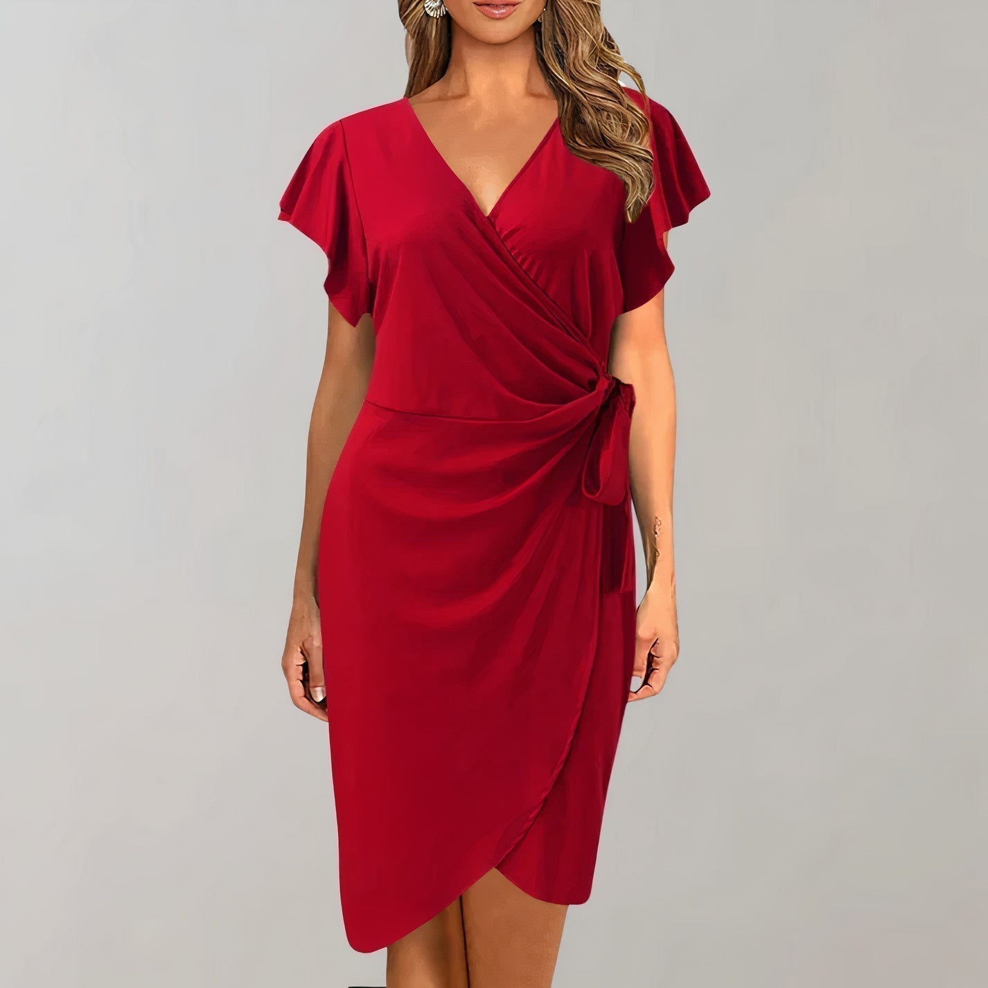 Stylish V-Neck Wrap Dress for Women - Ideal for Summer Wear
