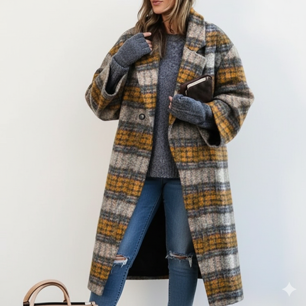 Plus Size Women's Long Wool Overcoat