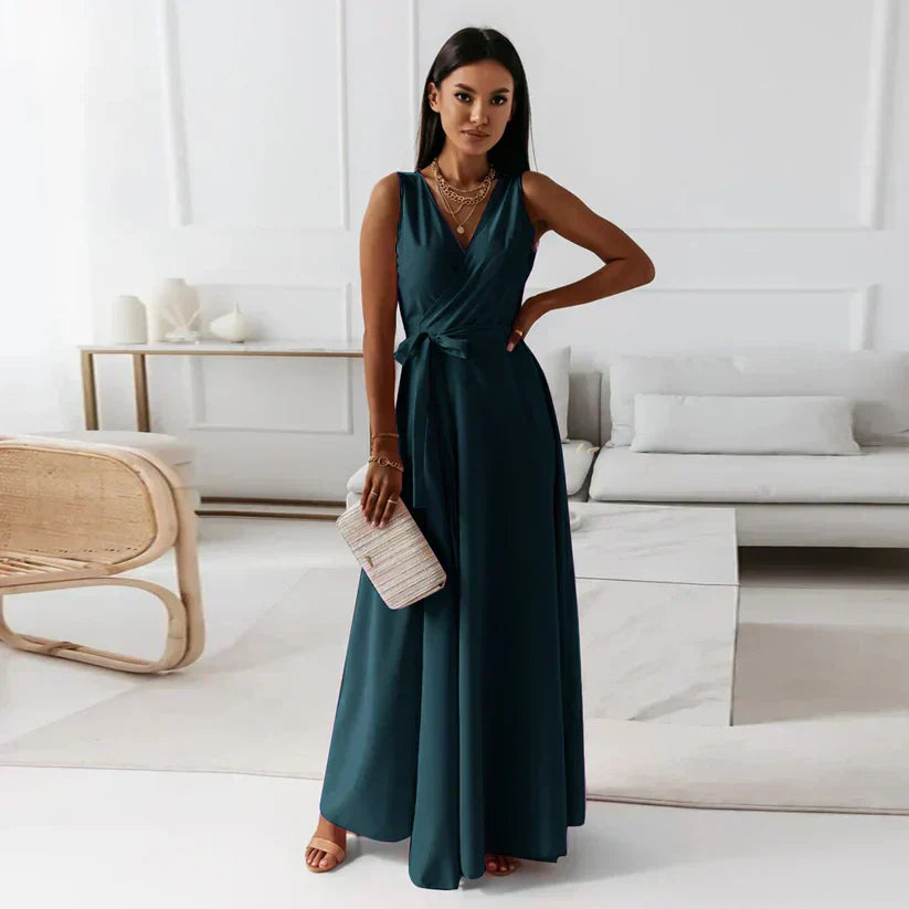 V-Neck Maxi Dress for Women in Solid Colors