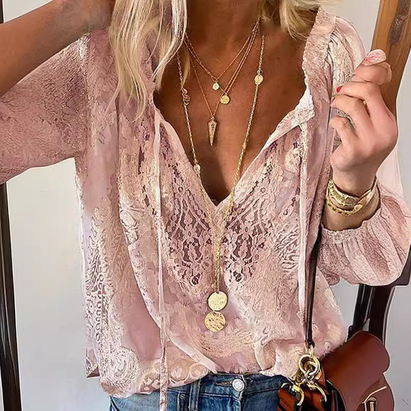Lace-Embellished Women's Top