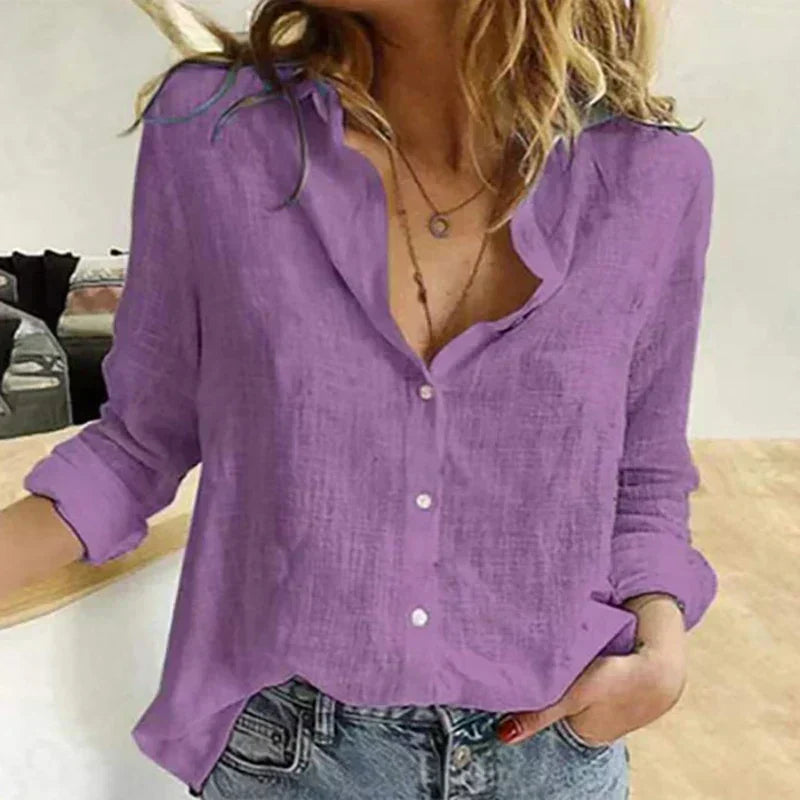 Stylish Long-Sleeve Cotton Top for Women