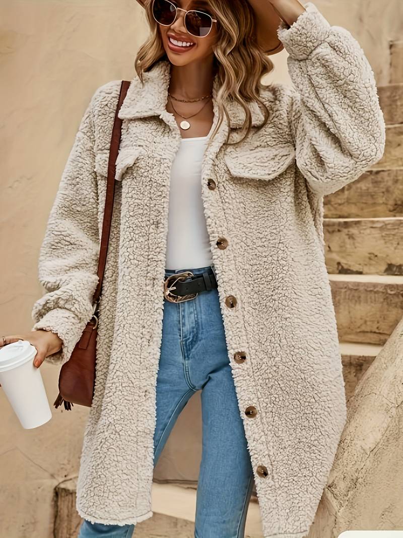 Solid Color Teddy Coat for Women