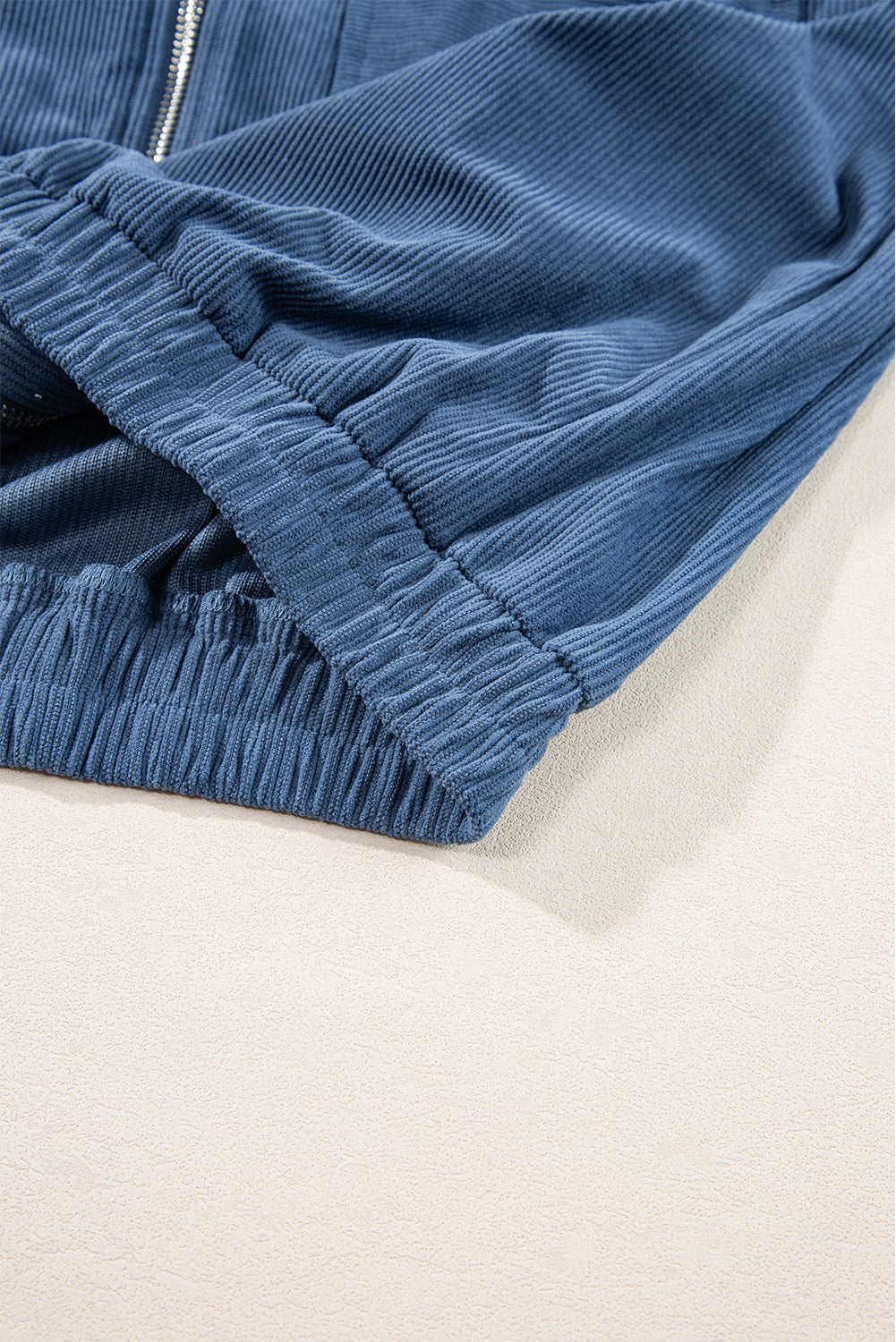 Adjustable Drawstring Teal Zip-Up Hooded Jacket