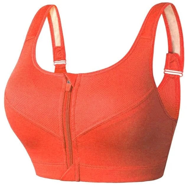 Plus Size Sports Bra with Unique Zipper Design
