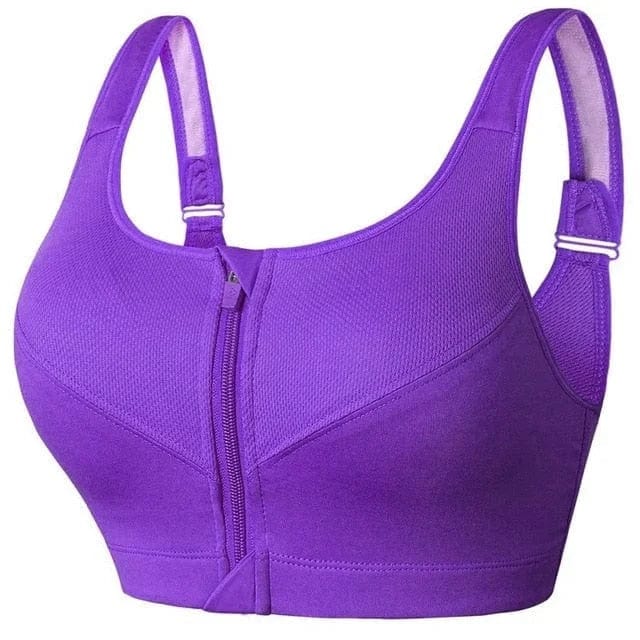 Plus Size Sports Bra with Unique Zipper Design
